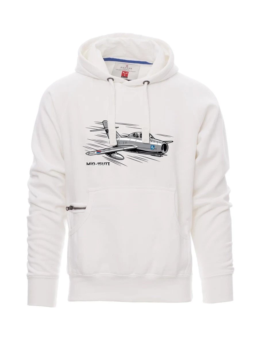 Bílá pánská mikina Letadlo MiG-15UTI