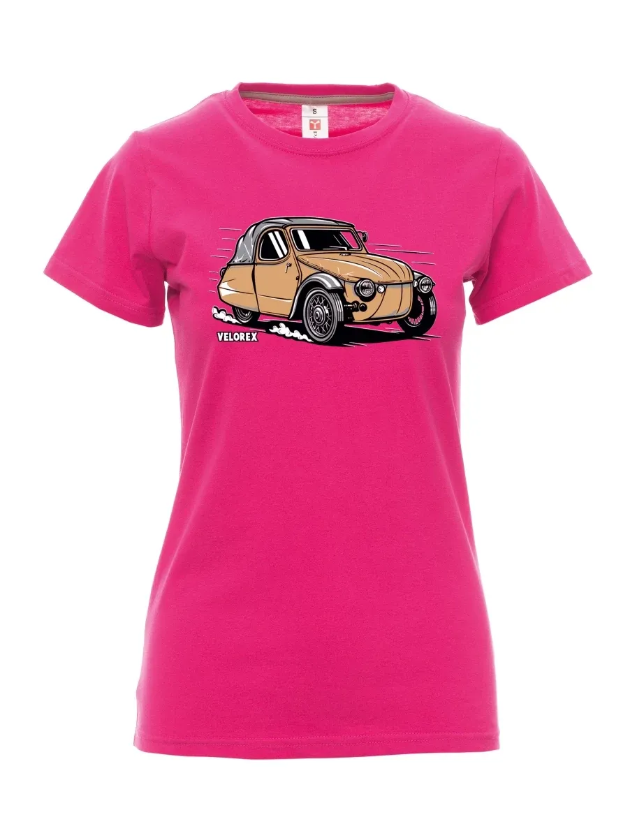 Růžové dámské tričko Automobil Velorex