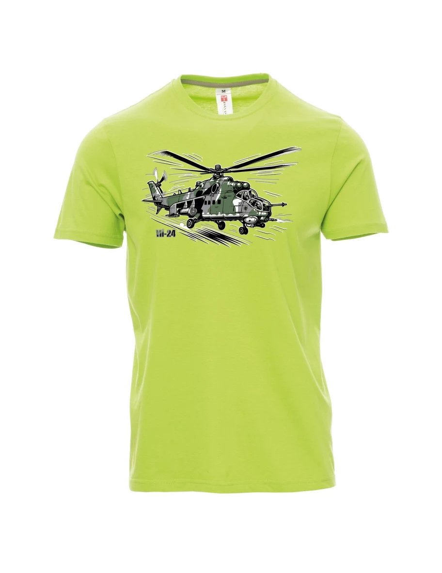 Světle zelené pánské tričko Vrtulník Mi-24