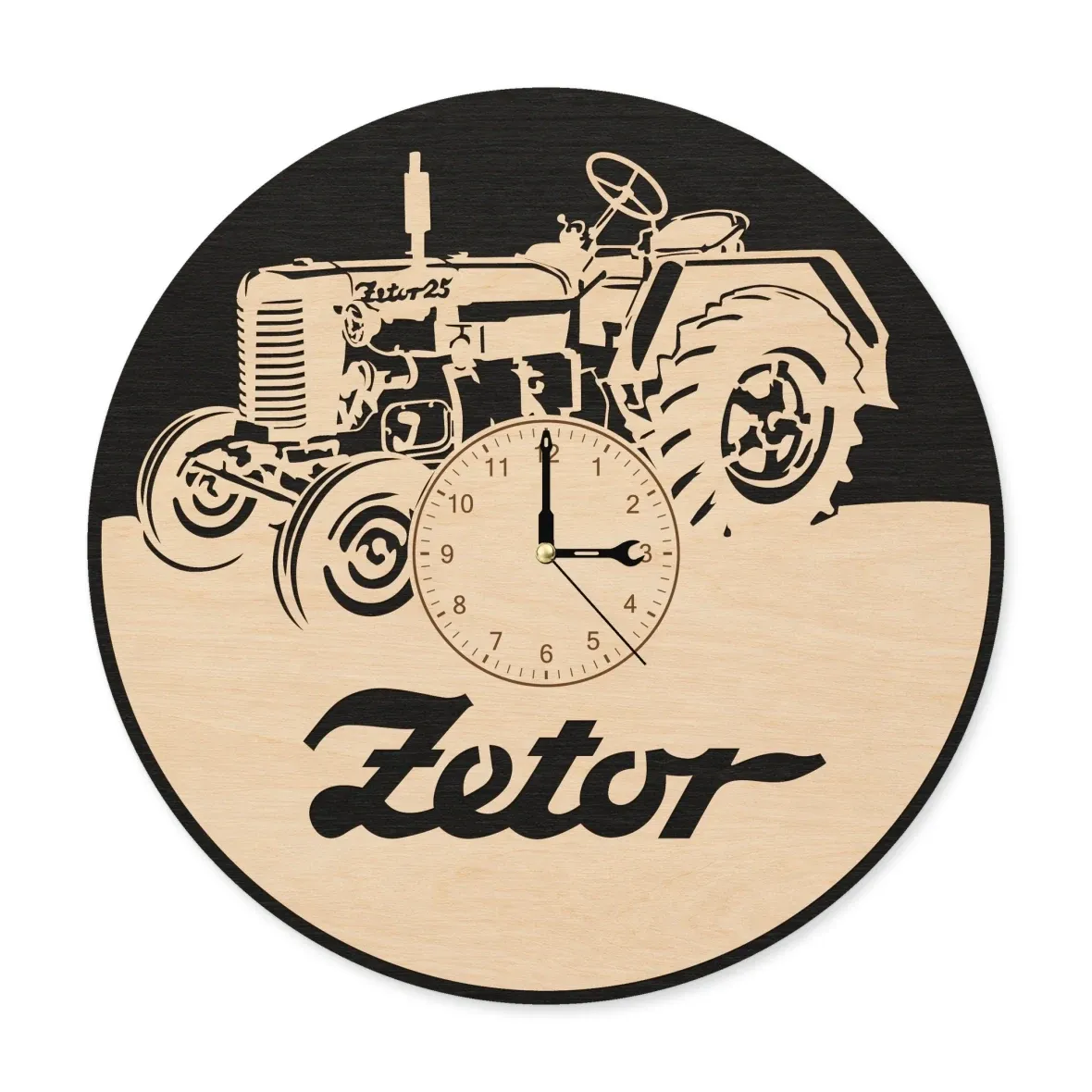 Dřevěné hodiny s motivem Traktor 25