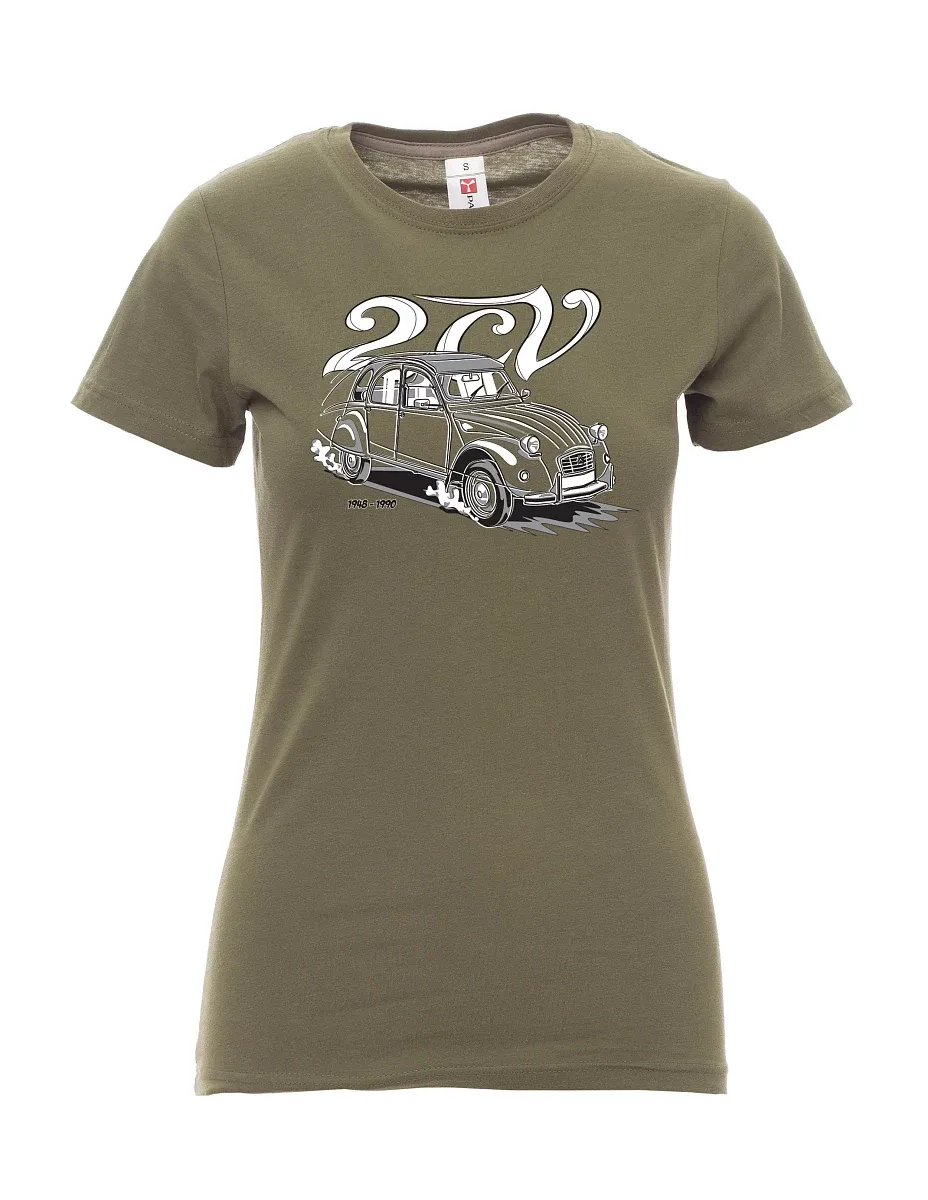 Khaki dámské tričko 2CV